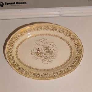 Vintage Gold and Cream Decorative Plate